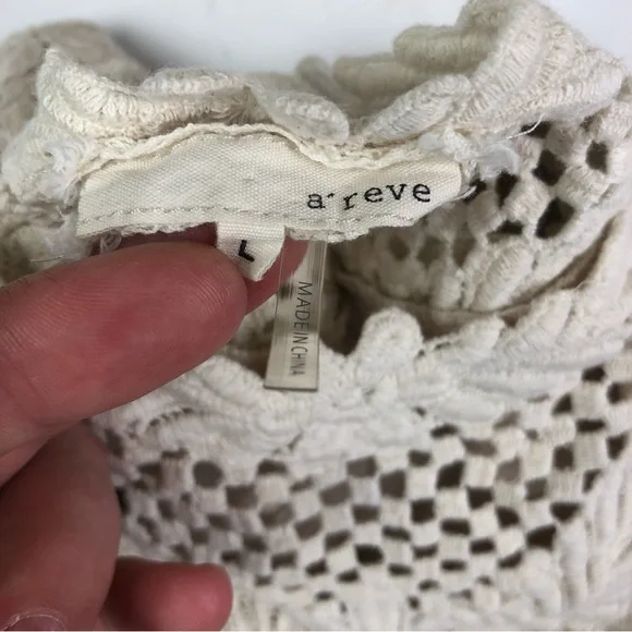 A'reve Women Large Dress Cream Blush Layered Lace Crochet Sleeveless Shift Boho - Picture 8 of 8